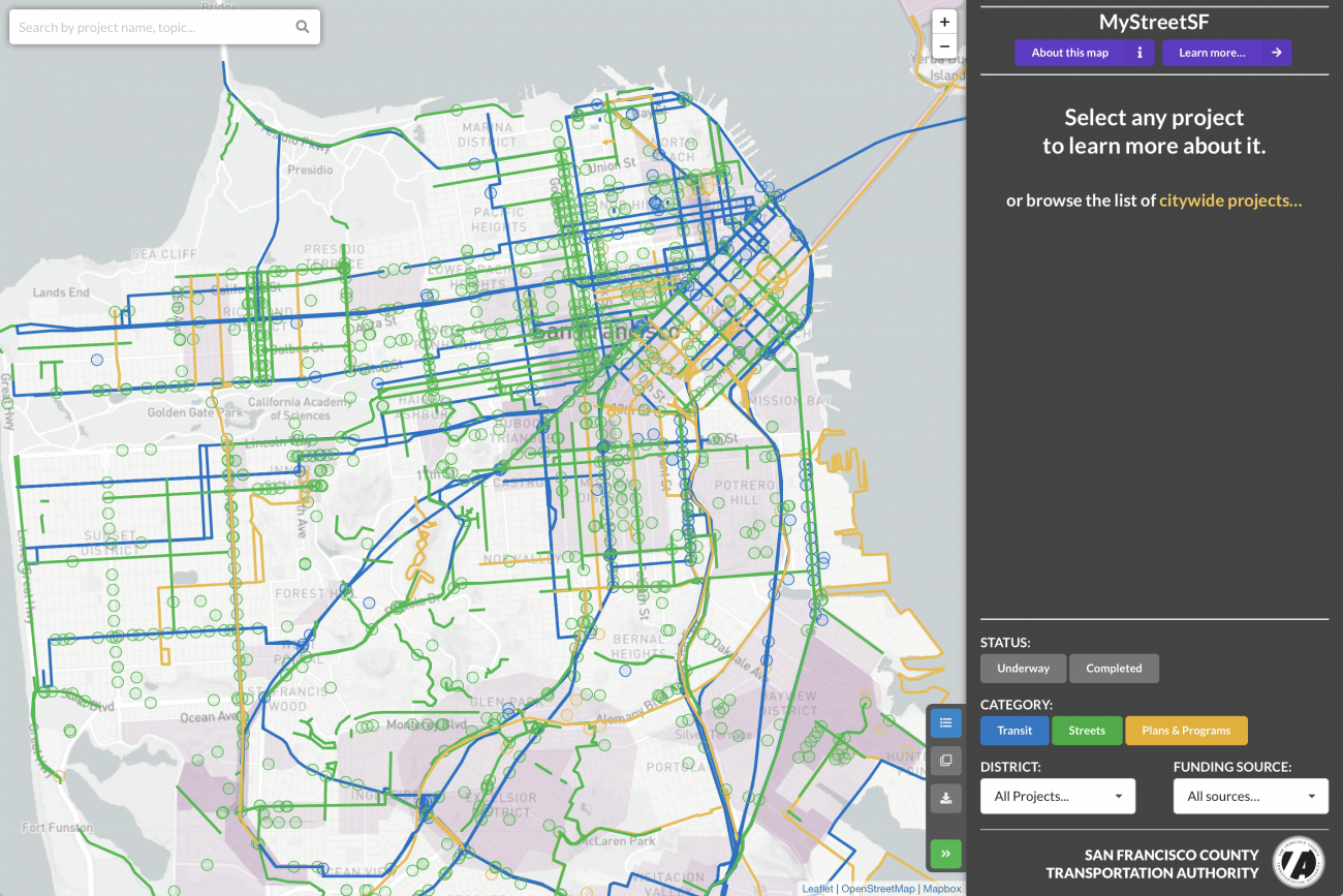 A screenshot of the MyStreetSF tool