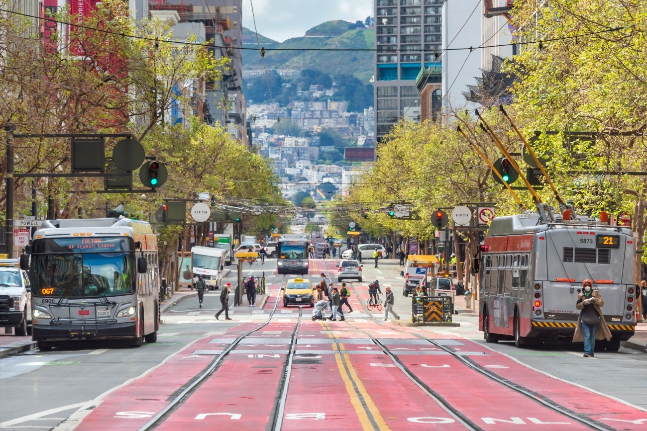 View of looking down Market Street