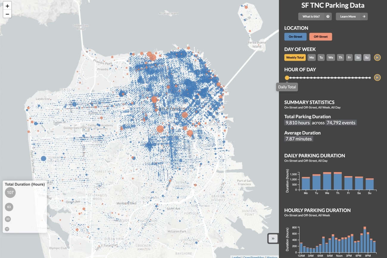 Screenshot of the TNC Parking interactive map