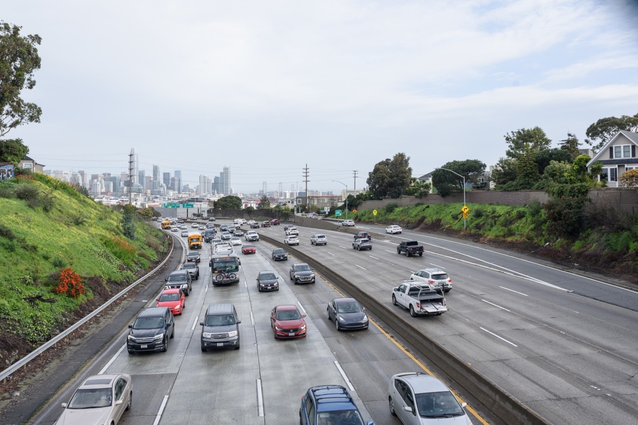 Vehicles on a freeway