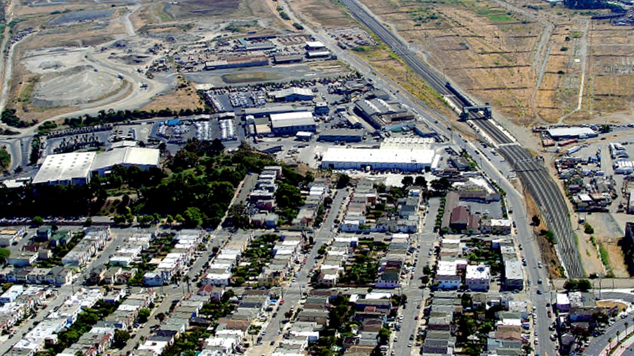 An aerial image of the study area