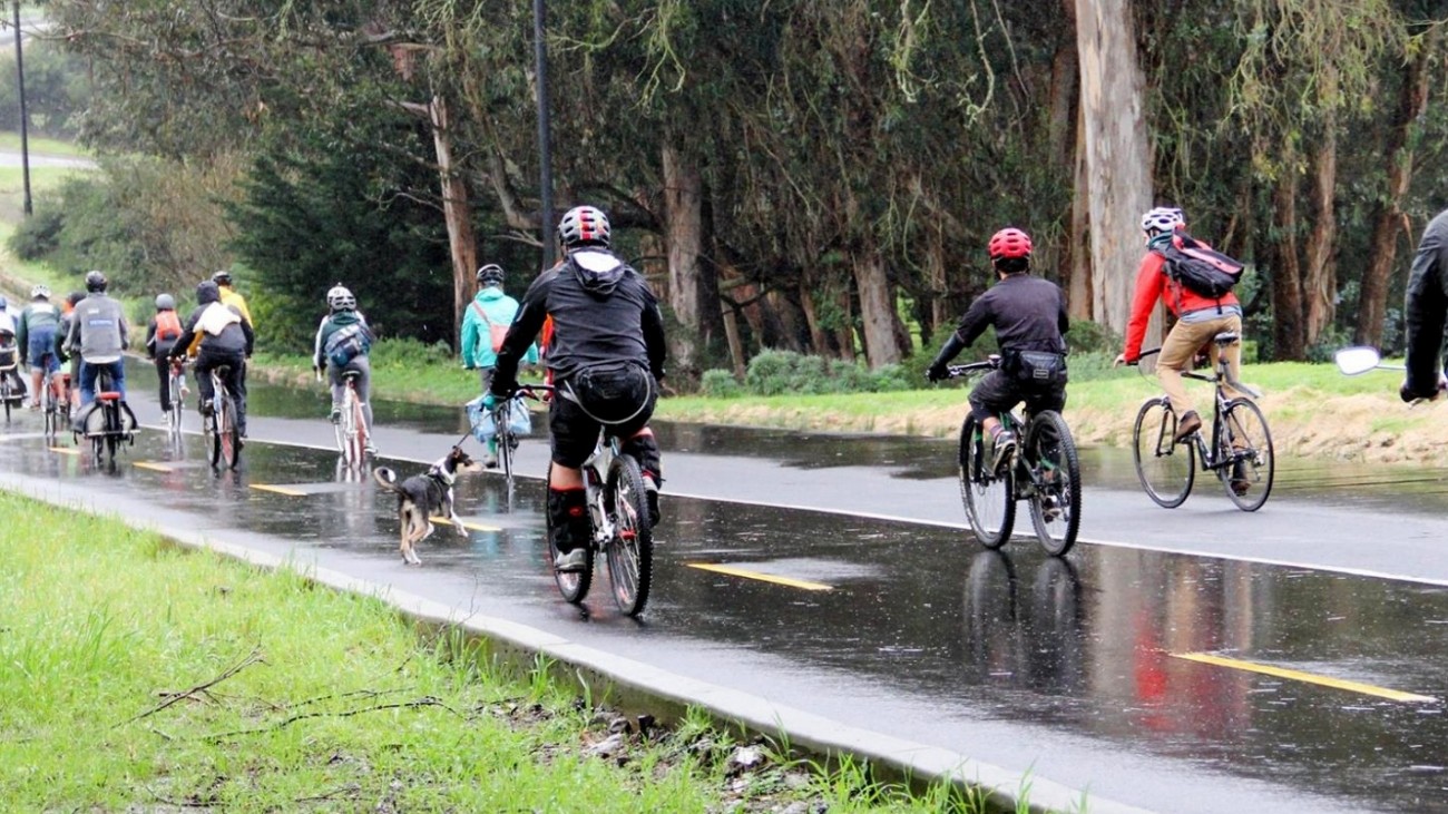 Bicyclists enjoying Mansell Corridor Improvements