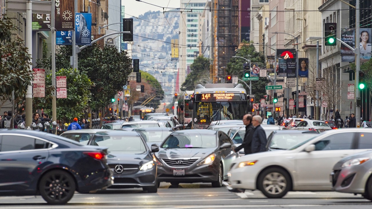 Traffic congestion on Mission Street