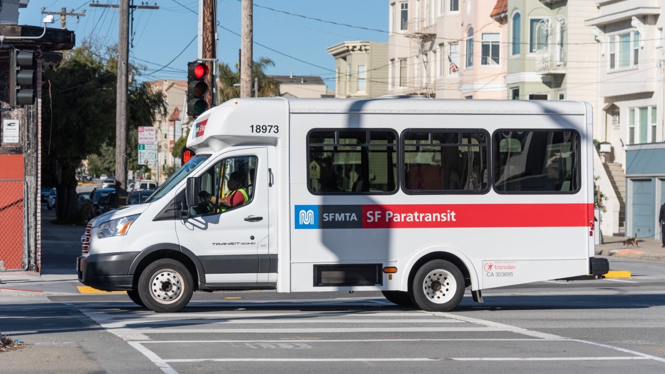 SF Paratransit vehicle on road