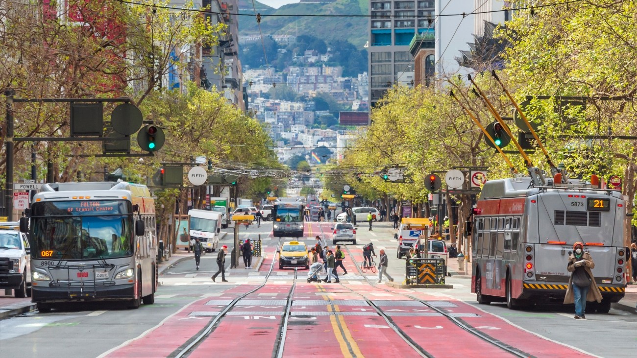 View of looking down Market Street