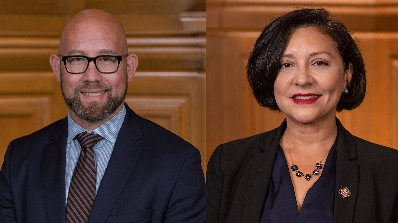 Smiling headshots side by side of District 8 Supervisor Rafael Mandelman and District 7 Supervisor Myrna Melgar