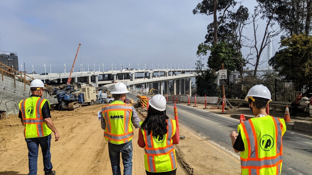 Project team members walking on site 