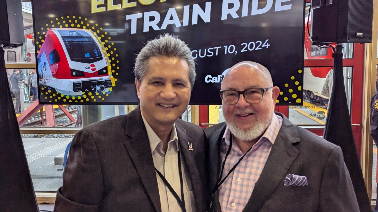 Caltrain Electrification Project Manager Pranaya Shrestha and Change Management Board Chair Luis Zurinaga