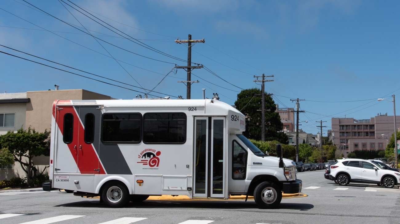 Paratransit vehicle along Euclid Ave