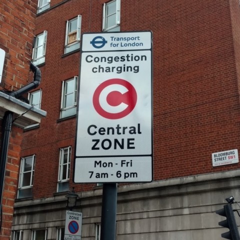 Congestion toll sign in London