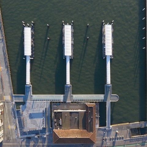 overhead photo of the new ferry docks