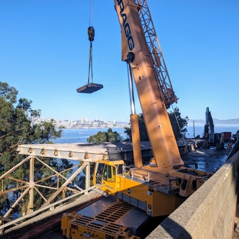 Construction on Yerba Buena Island's West Side Bridges project