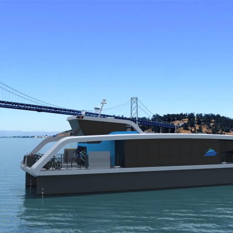 SF Bay Ferry rendering of future zero-emission electric ferry vessel